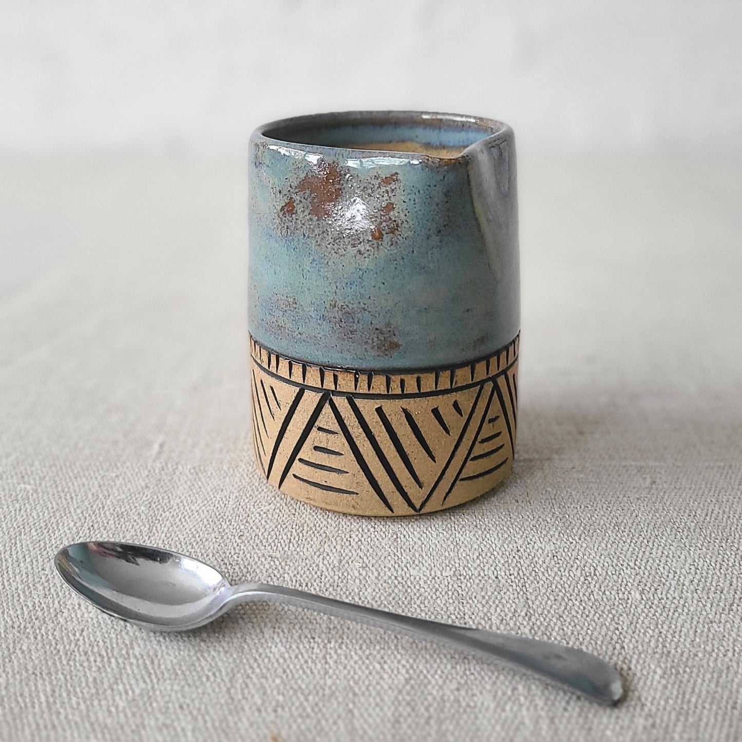 Denim Blue Rustic Carved Small Jug
