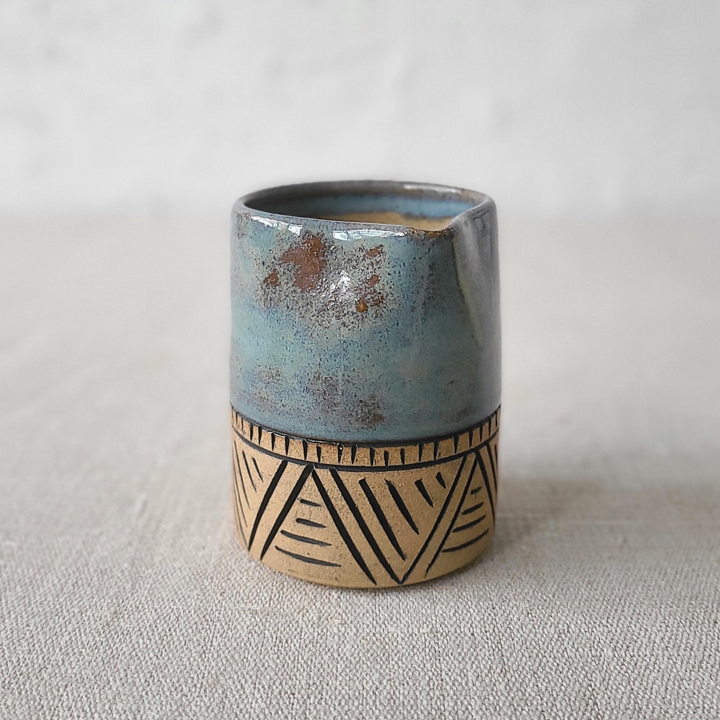 Sample Denim Blue Rustic Carved Small Jug