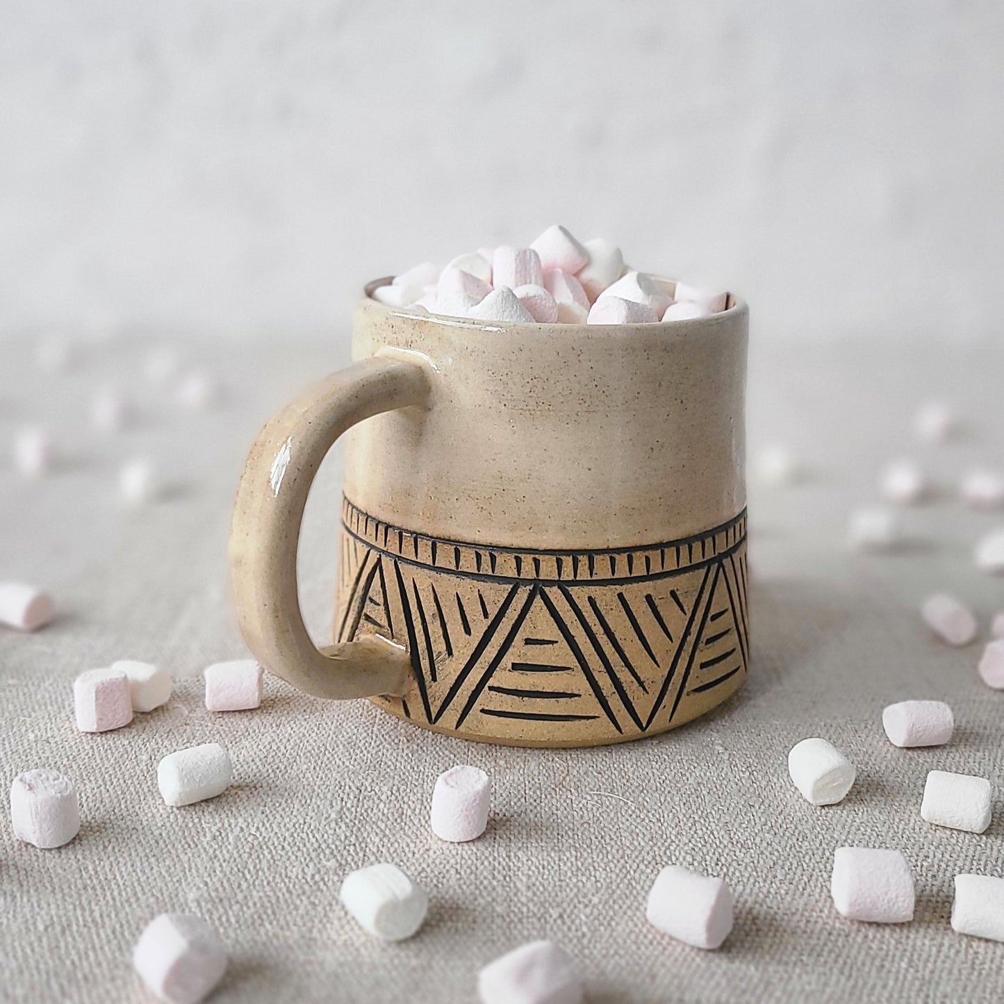 Egg Shell Rustic Carved Standard Mug