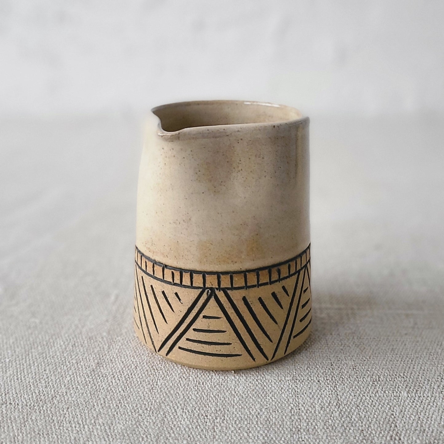 Egg Shell Rustic Carved Small Jug