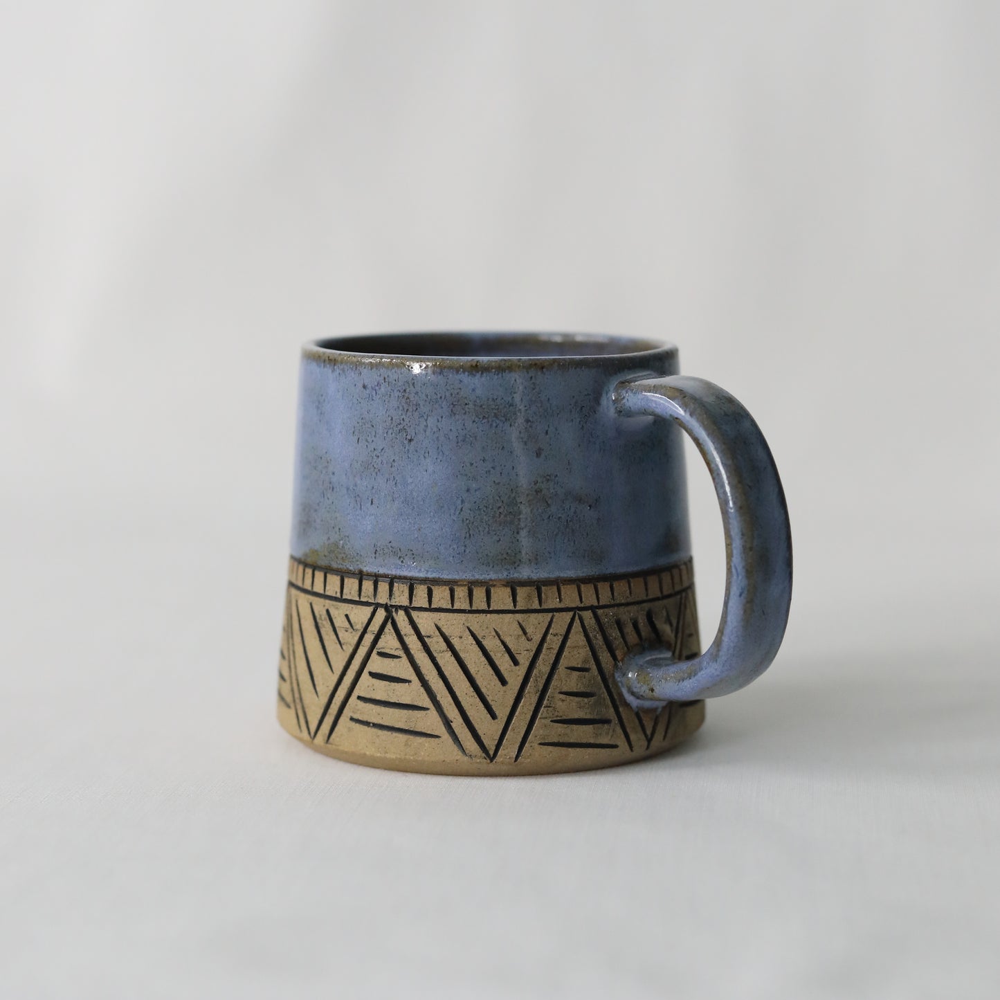 Sky Blue Rustic Carved Standard Mug