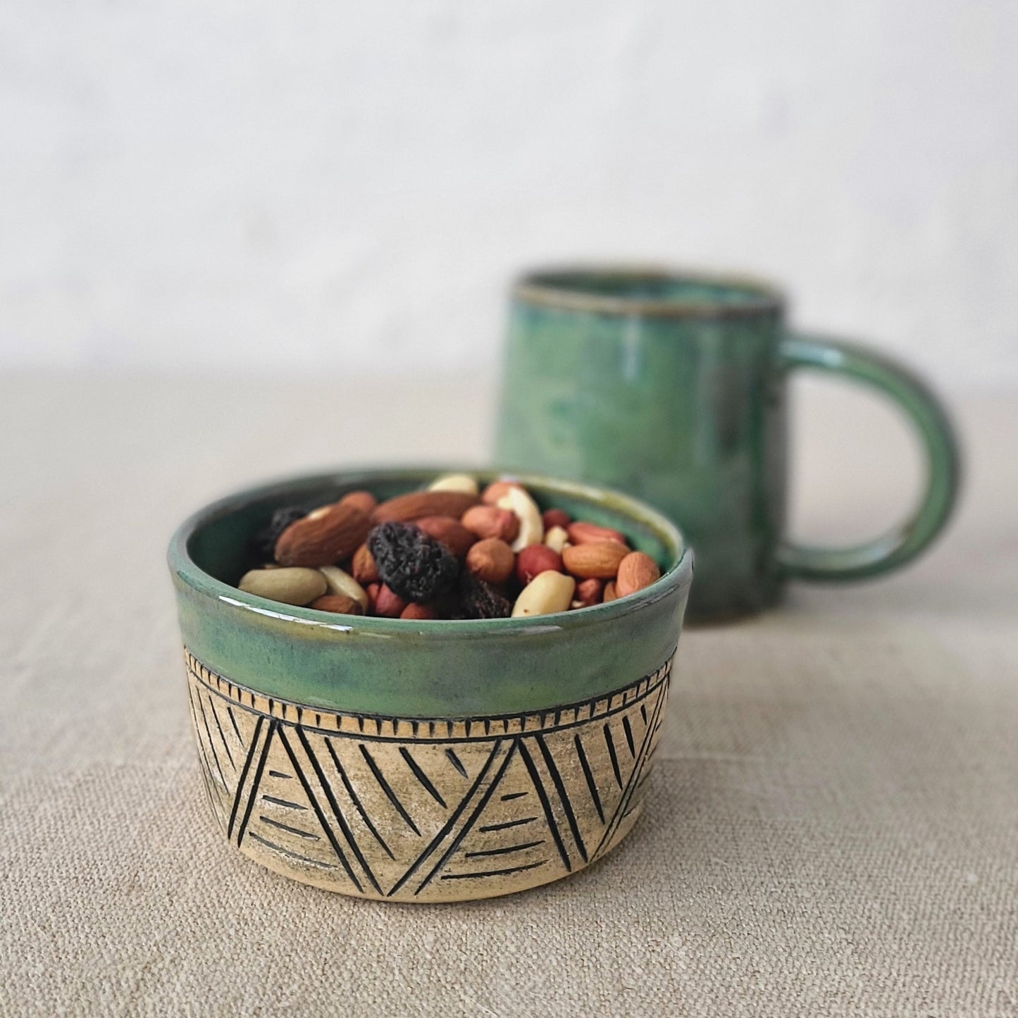 Alpine Green Classic Carved Side Bowl