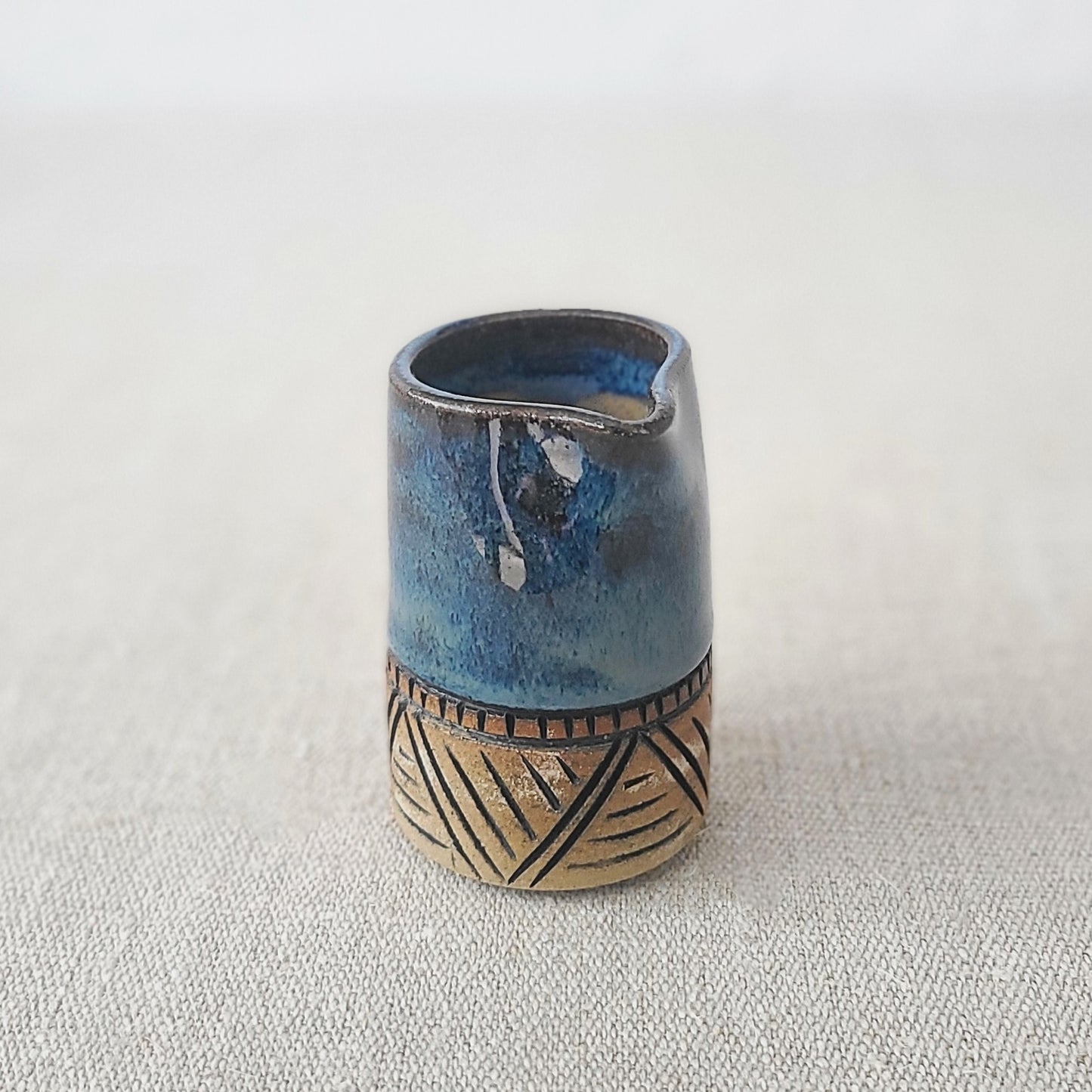 Nebula Blue Rustic Carved Mini Jug