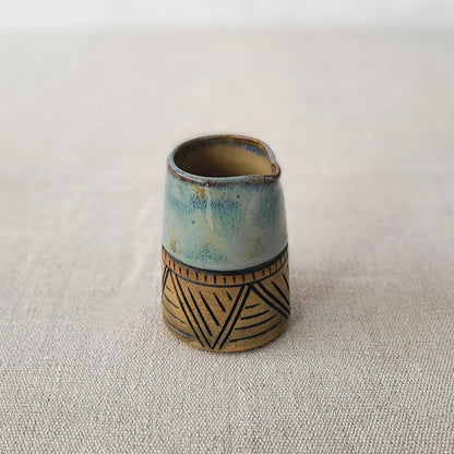 Seafoam Blue Rustic Carved Mini Jug