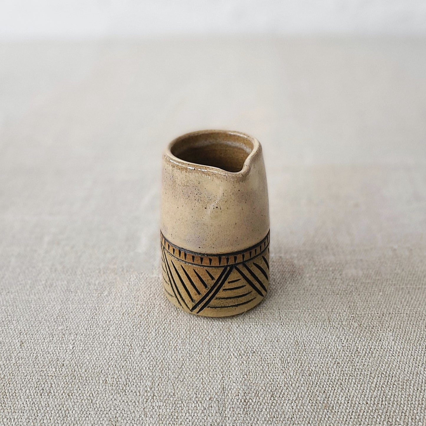 Egg Shell Rustic Carved Mini Jug