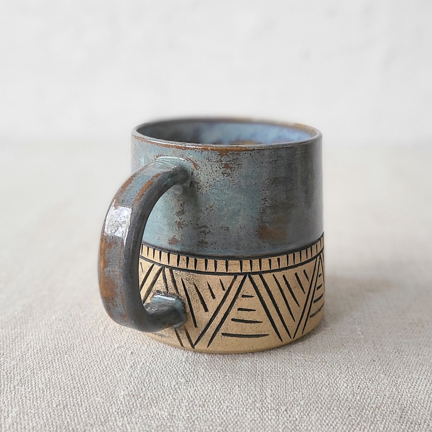 Denim Blue Rustic Carved Standard Mug