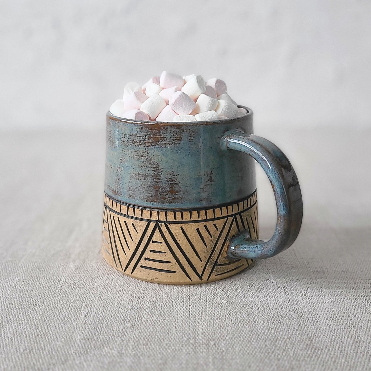 Denim Blue Rustic Carved Standard Mug