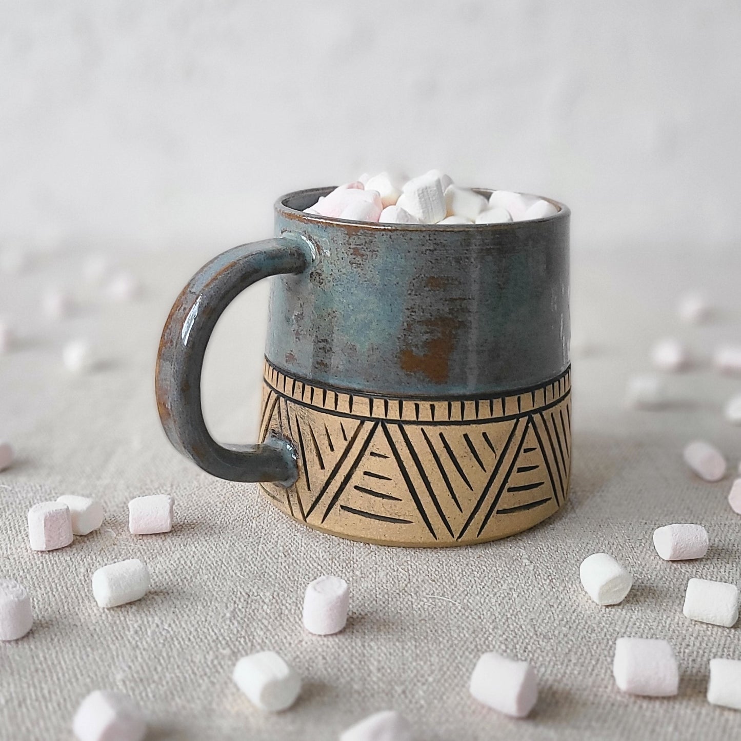 Denim Blue Rustic Carved Standard Mug