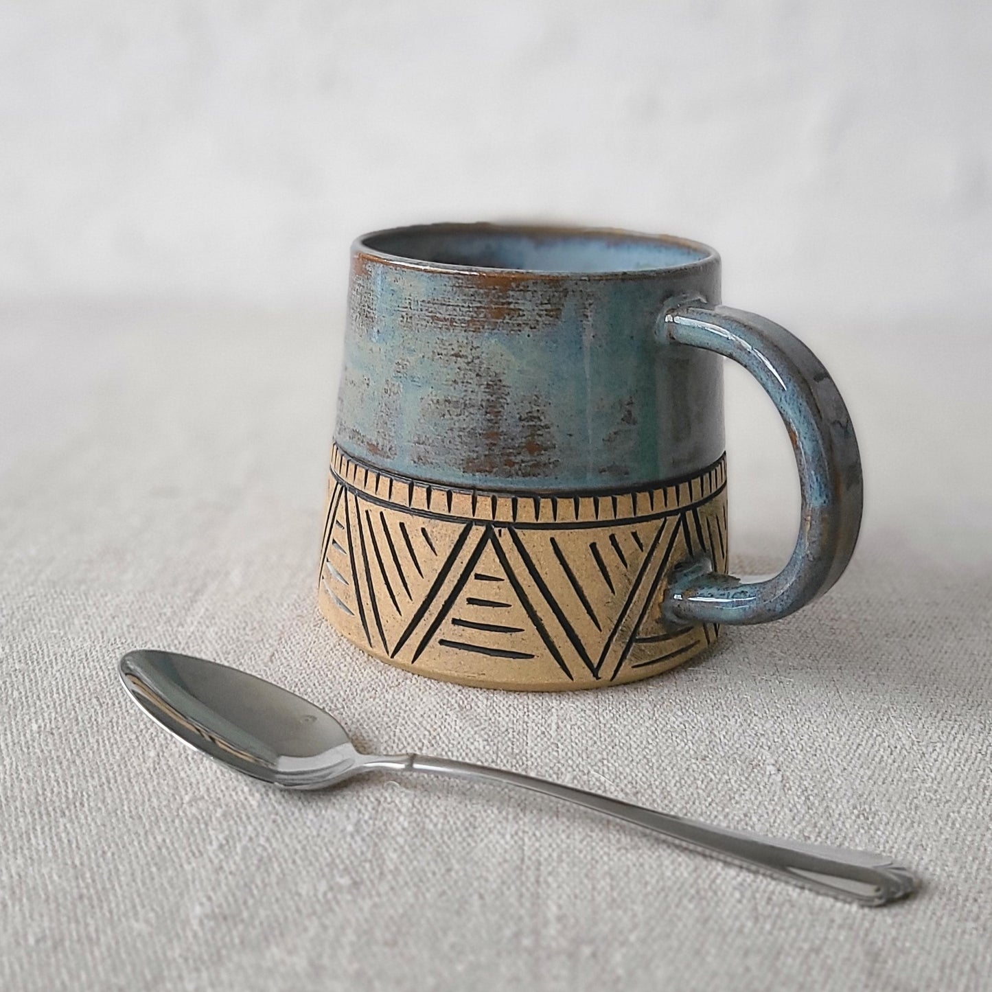 Denim Blue Rustic Carved Standard Mug