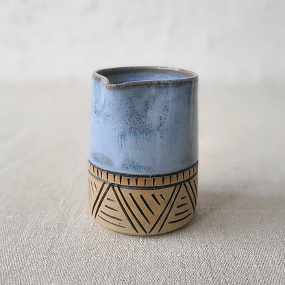 Sky Blue Rustic Carved Small Jug