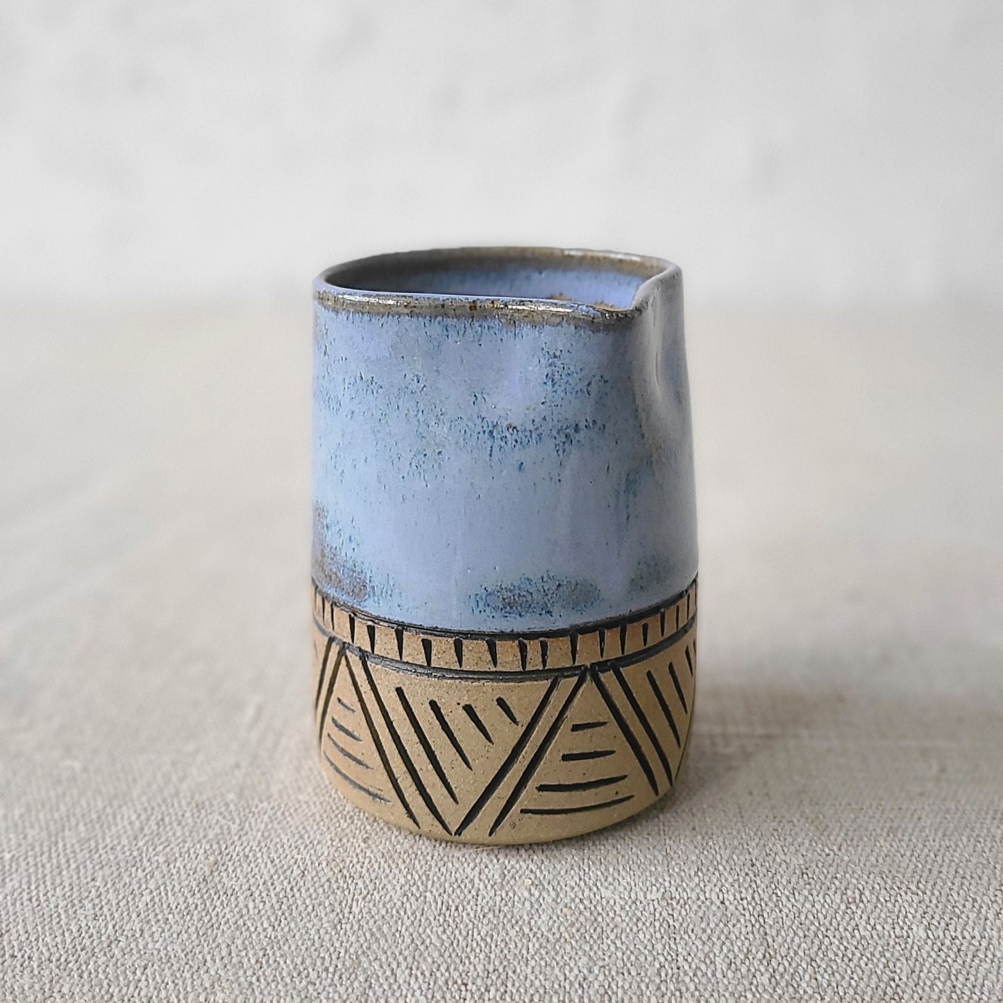 Sky Blue Rustic Carved Small Jug