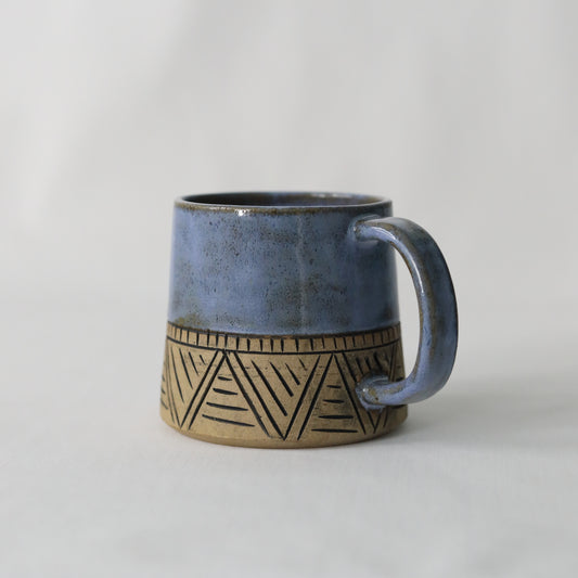 Sky Blue Rustic Carved Standard Mug