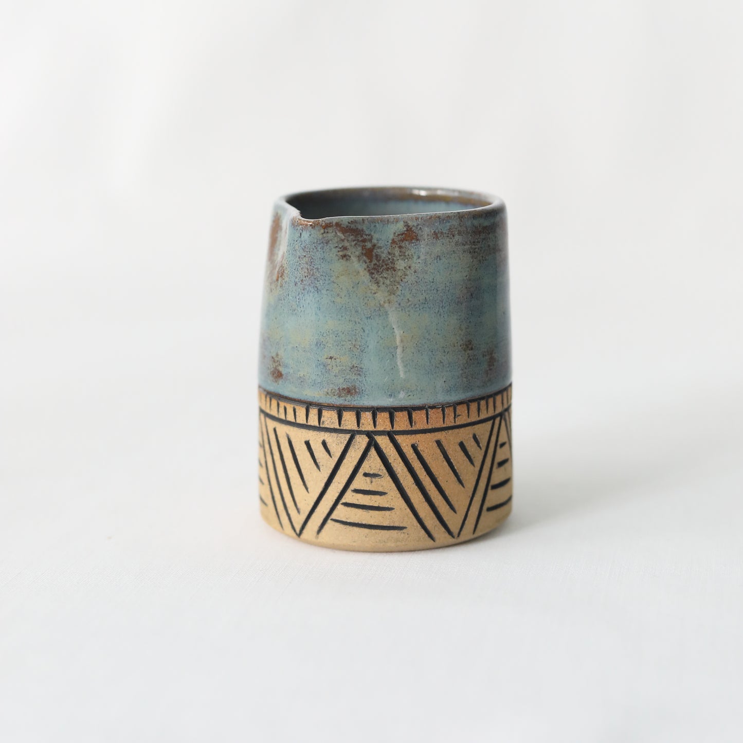 Sample Denim Blue Rustic Carved Small Jug