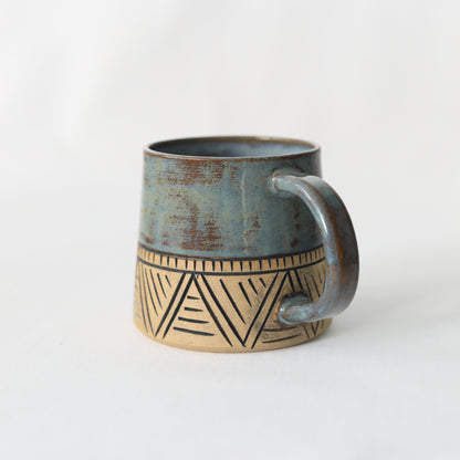 Sample Denim Blue Rustic Carved Standard Mug